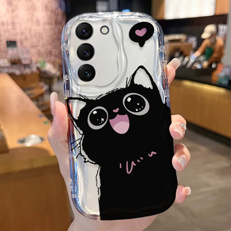 Sleek Black Cat Wave Phone Case Cover