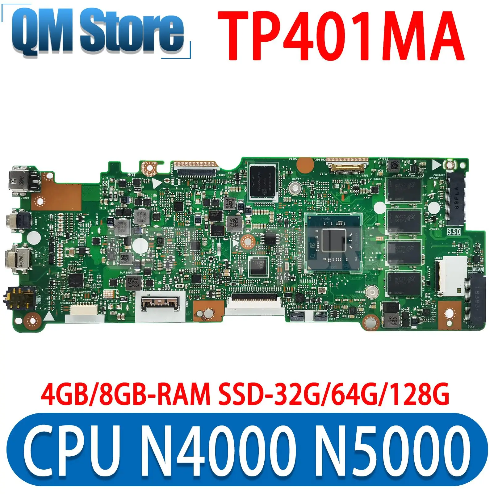 Placa-mãe do Portátil para Asus Tp401mas Tp401marb Tp401mar R406ma J401ma N4000 N5000 4gb 8gb Ram Ssd 32g 64g 128g