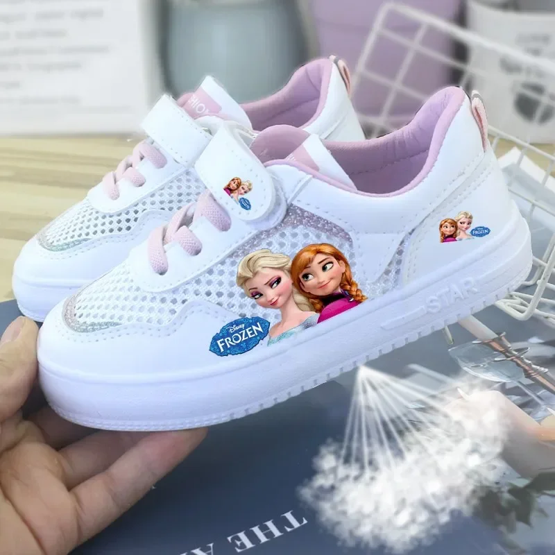 Disney Children's Canvas Shoes frozen elsa Low top Girls sport Shoes PU Autumn Breathable Non slip Casual baby shoes children sports shoes