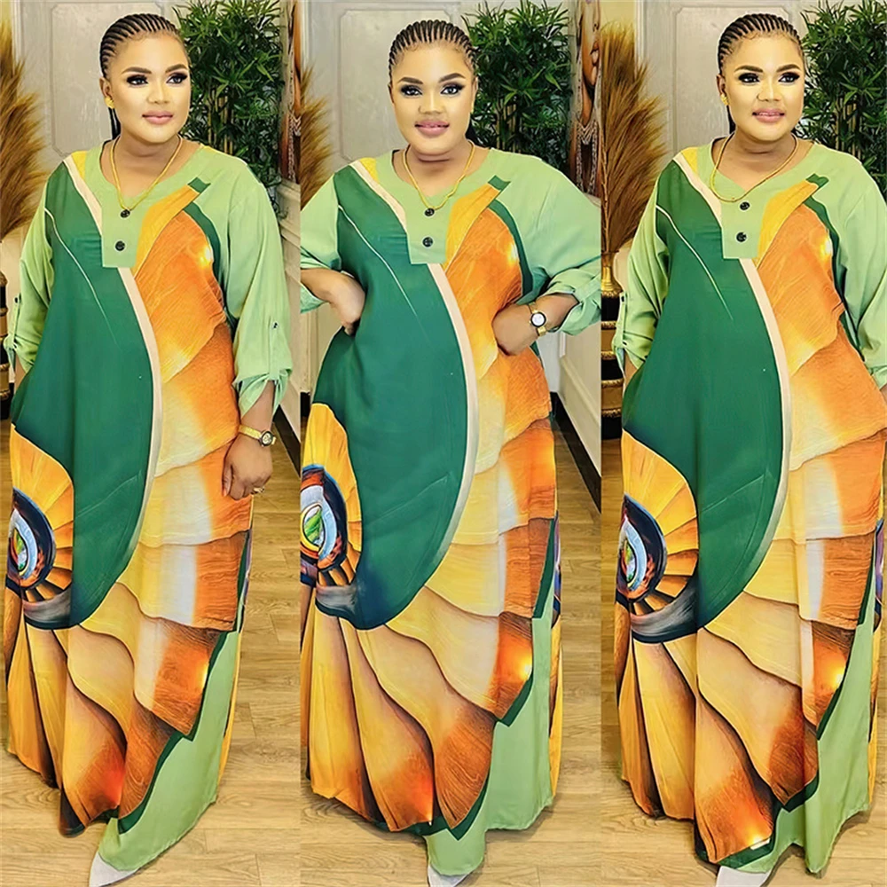 

Elegant African Dresses For Women 2024 Dashiki Summer Autumn Satin Maxi Dress Ladies Traditional African Clothing Fairy Dreaes