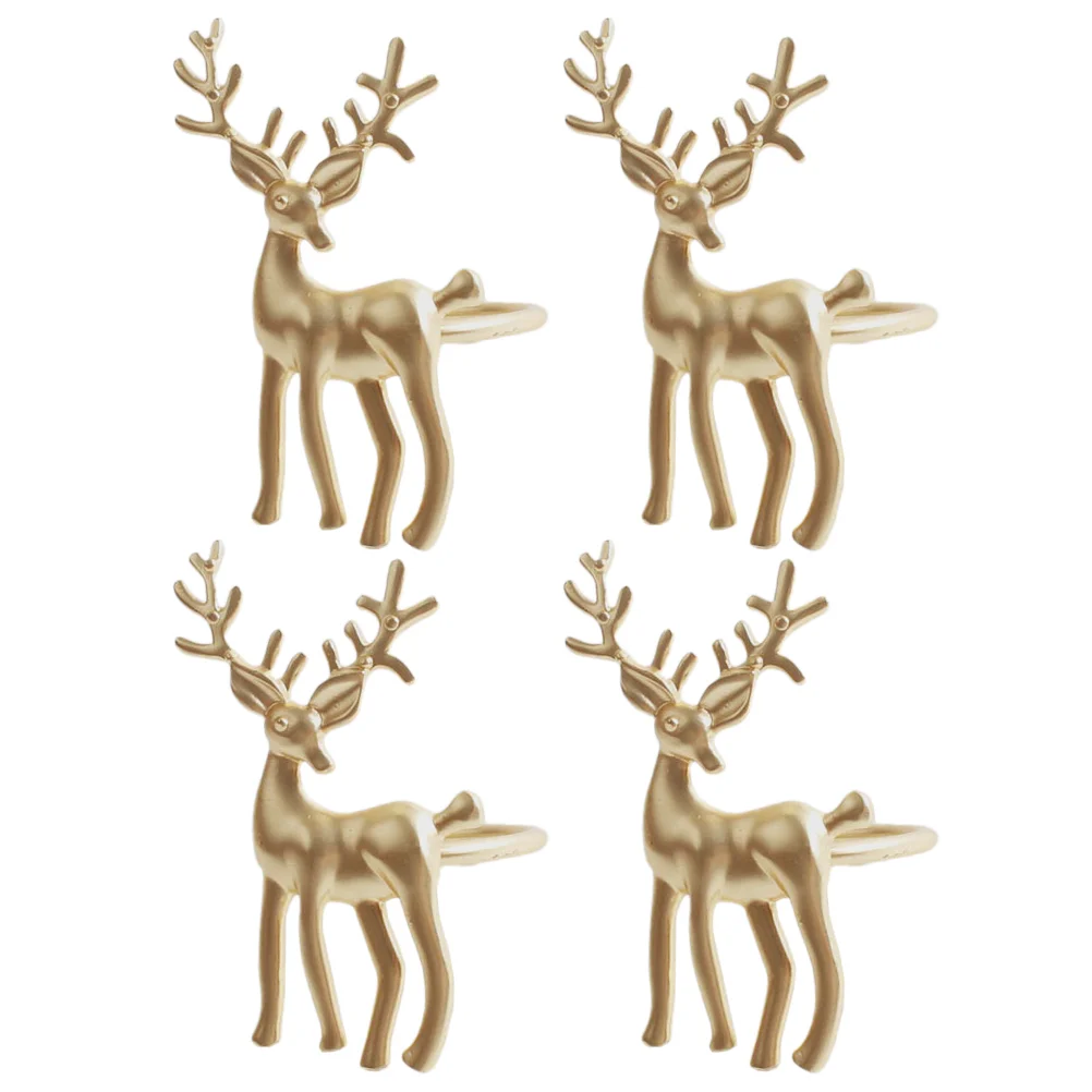

4pcs Christmas Napkin Rings Reindeer Napkin Rings Serviette Rings Napkin Holders Xmas Holiday Christmas Dinner Table