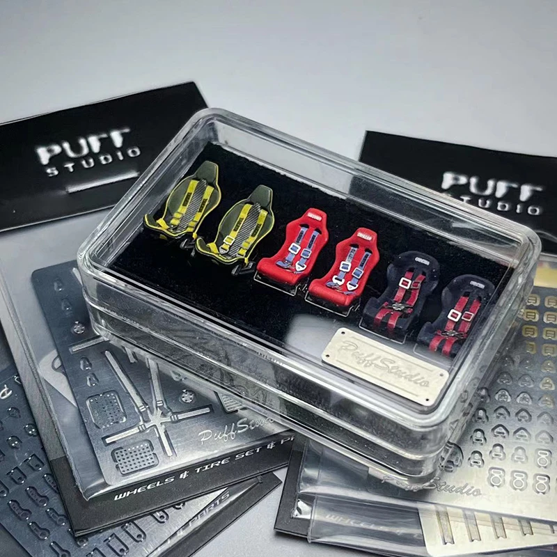 Hobby Venom 1/64 Model Car Modified Parts Sports Seat Sets Safety Belt (Seats Not Painted , Pictures are for Reference Only)