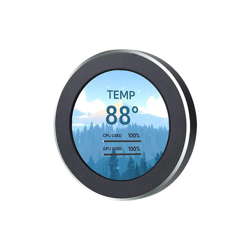 

2.1" Monitor with Temp Reading Water Cooled Computer Case Built-in IPS Screen 360 Degrees Rotated Round Display
