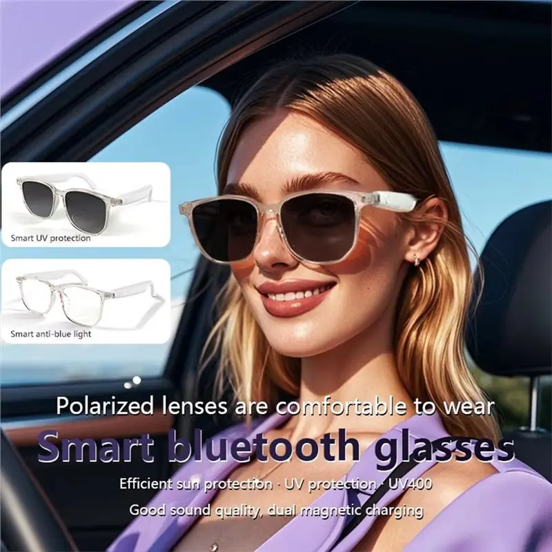 FSTE-스마트 안경 블루투스 연결 UV400 편광 렌즈 안티 블루라이트 운전용 선글라스 핸즈프리 통화 음악 기능