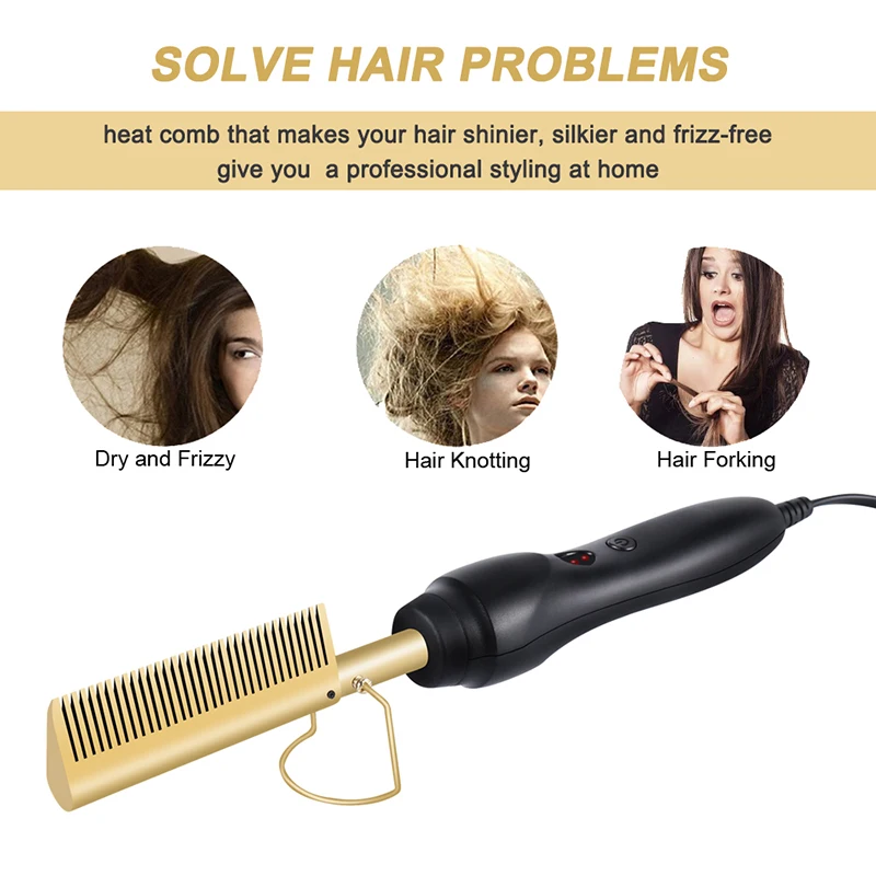 Professional Electric Ceramic Ionic Hair Straighten Straightener Brush Hot Comb Pressing Electric Hot Comb Hair Straightener 6