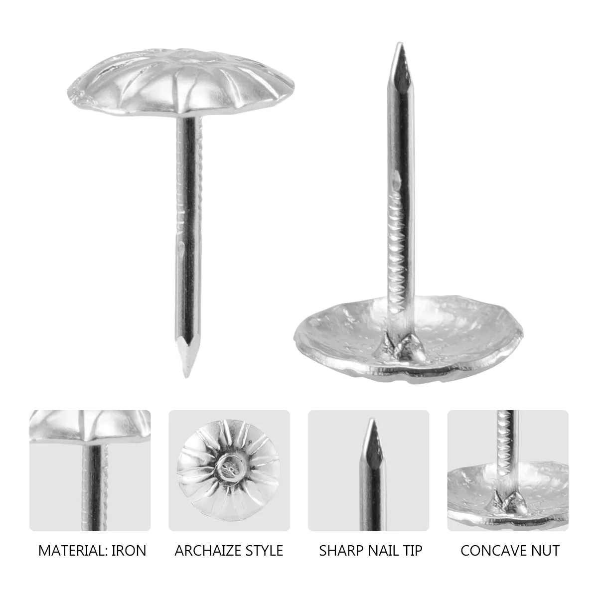 500개 11x17mm 철제 원형 소파 못, 가구 장 엄지못, 침대, 의자, 코르크 보드 DIY용 스터드