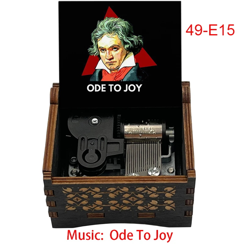 Famous Ode an die Freude Music Box Ode to Joy Black Wooden 18 Tones Mechanical Handmade Ornament Friends Family Birthday Gift 4
