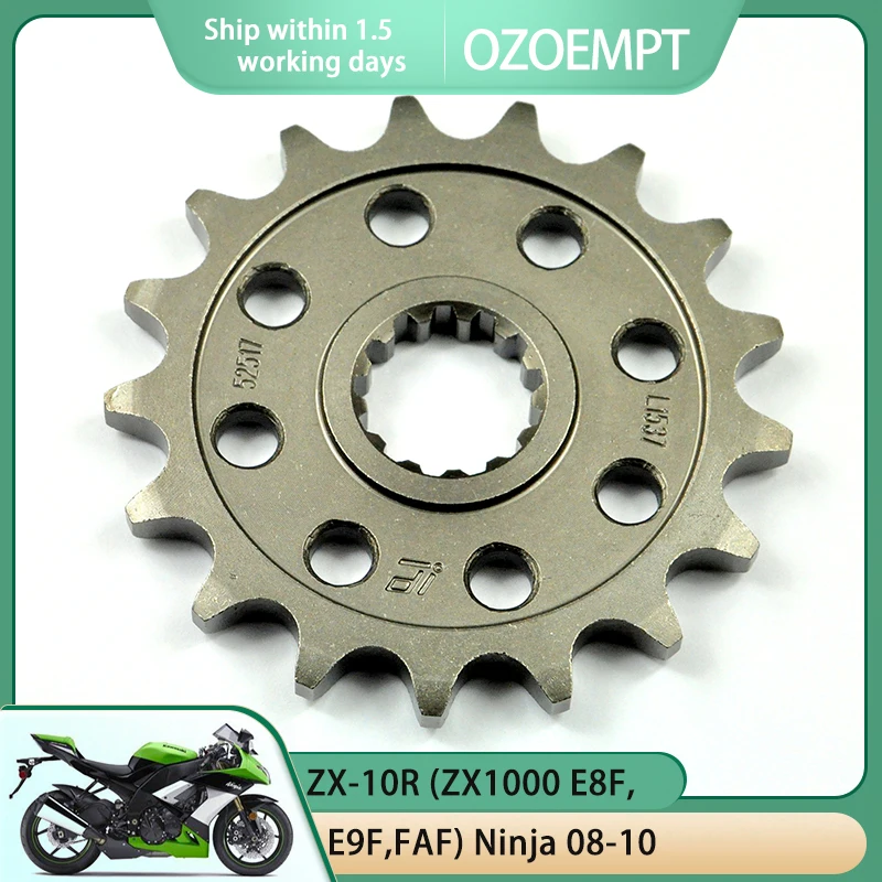 

OZOEMPT 525-17T Motorcycle Front Sprocket Apply to ZX-10R (ZX1000 D6F,D7F) Ninja 06-07 ZX-10R (ZX1000 E8F,E9F,FAF) Ninja 08-10