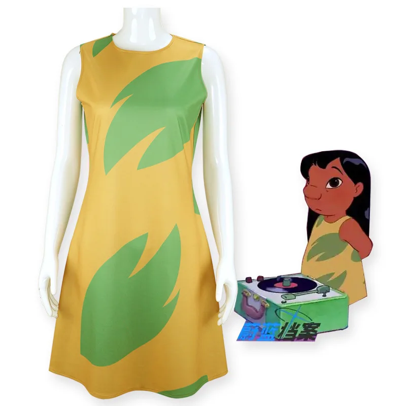 Star Babe Cos Stitch Lilo Cosplay Costume Lilo Cosplay Dress Beach Print  Skirt154 - AliExpress 200000532