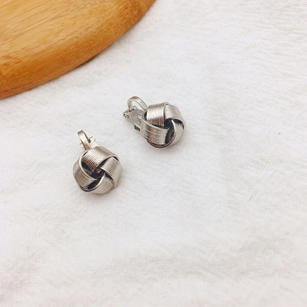 Clip Earrings New Simple Gold Color Geometric Clip On Earrings Non Pierced For Women Birthday Party Gift Metal Cuff Earings