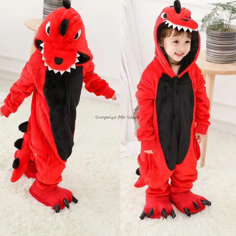 Kids Dinosaur Onesie Pajama Baby Girls Boys Animal Overalls Jumpsuit Cartoon Cosplay Costume Sleepwear