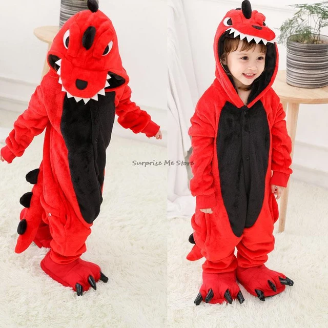 Pijama Kigurumi de dinosaurio rojo para niños niñas, mono de animales, de dibujos ropa de dormir, Pijama _ - AliExpress Mobile