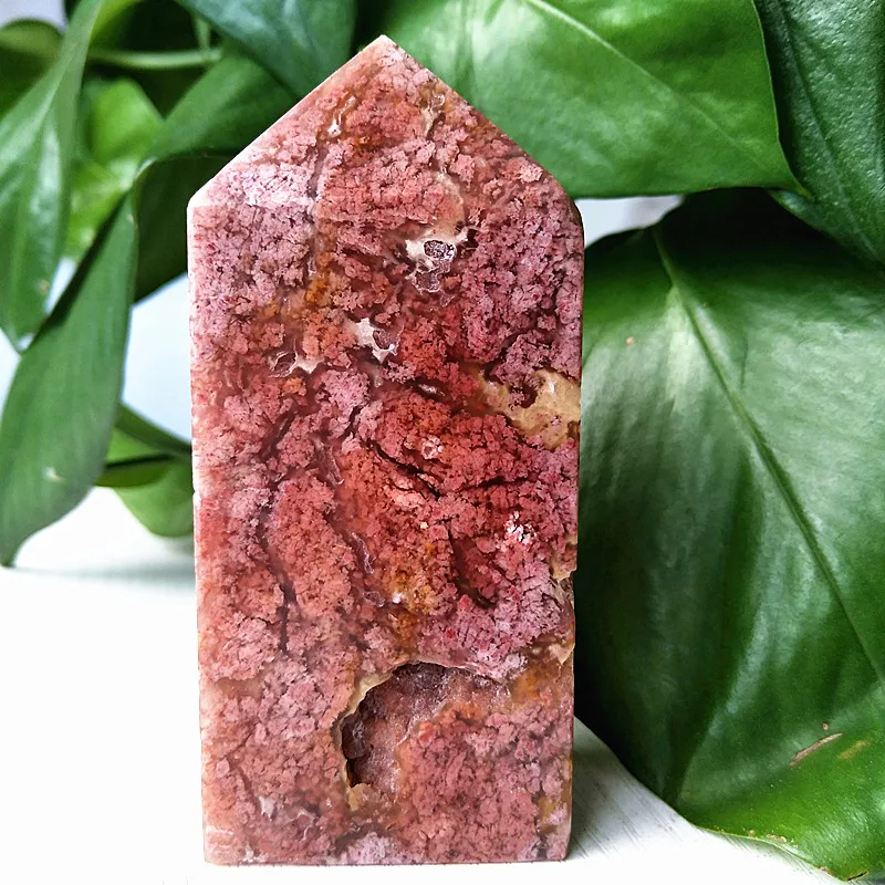 

Natural Stone Pink flower Agate Crystal Tower Wand Point Spiritual Room Decoration Home Crystals and Stones Healing Chakra Reiki