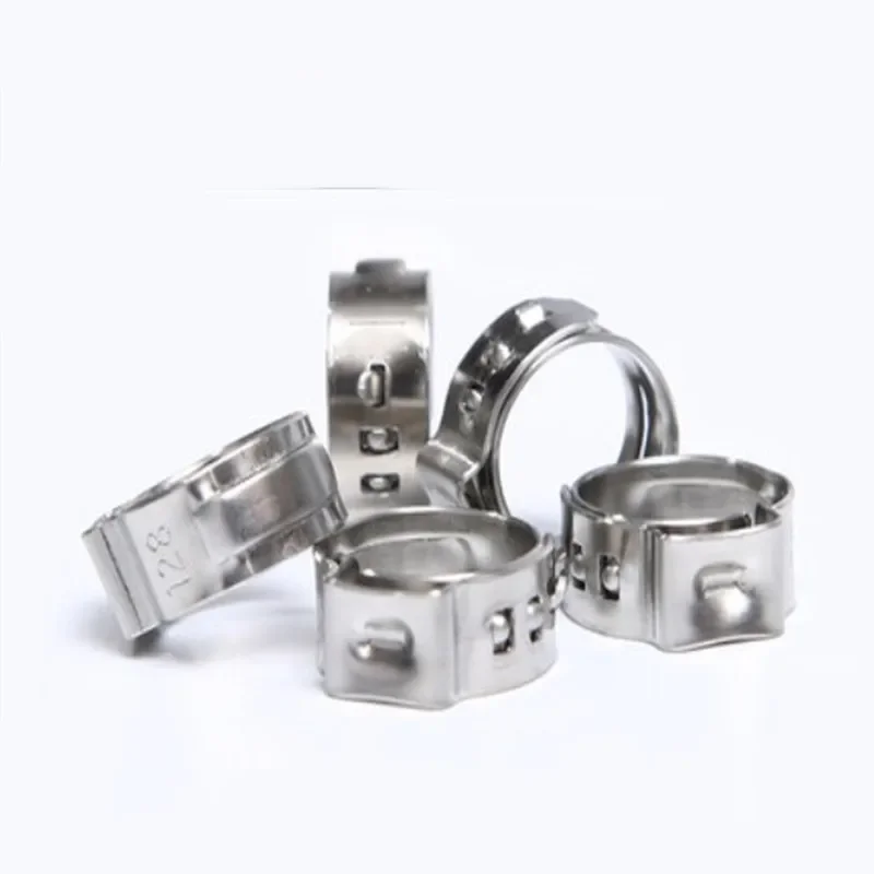 Single Ear Hose Clamps 5pcs-20pcs In bags 5.8-23.5mm 304 Stainless Steel Ear Stepless Pipe Cinch Clamps Rings