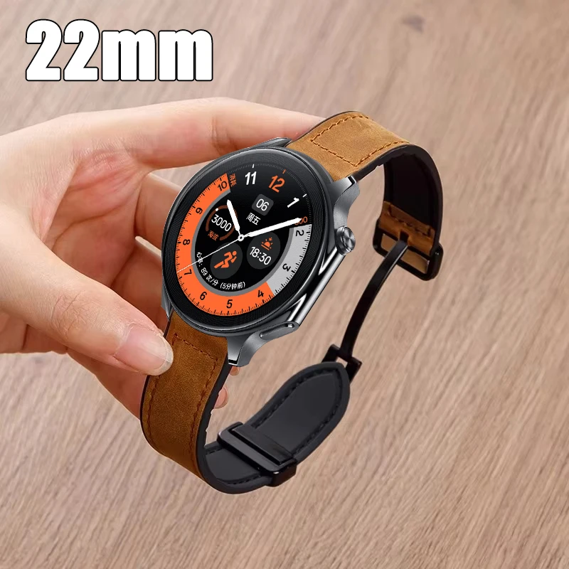 Magnetic Leather Silicone Wrist Band Strap, 22mm