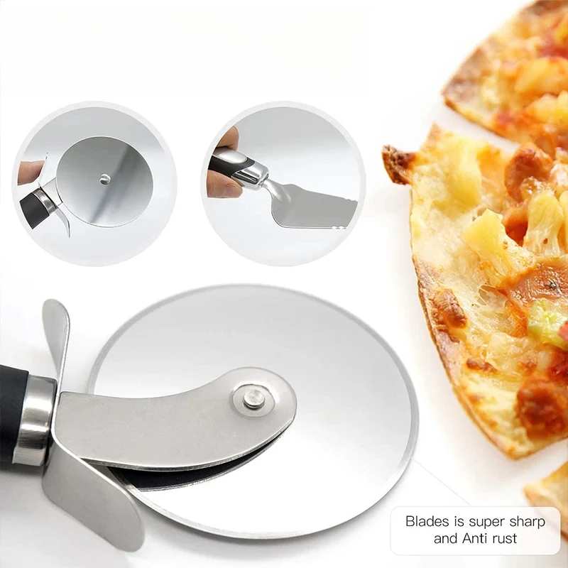 Pizza Cutter Pizza Cutter Wheel 1pc Pizza Spatula Stainless Steel Waffle Cookies Cake Bread Slicer Baking Kitchen Gadgets Cake Shovel Set