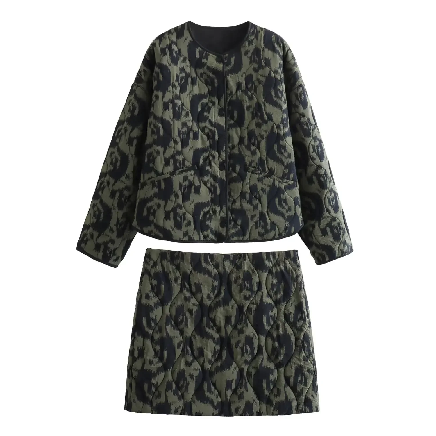 Женская Стеганая куртка с круглым вырезом