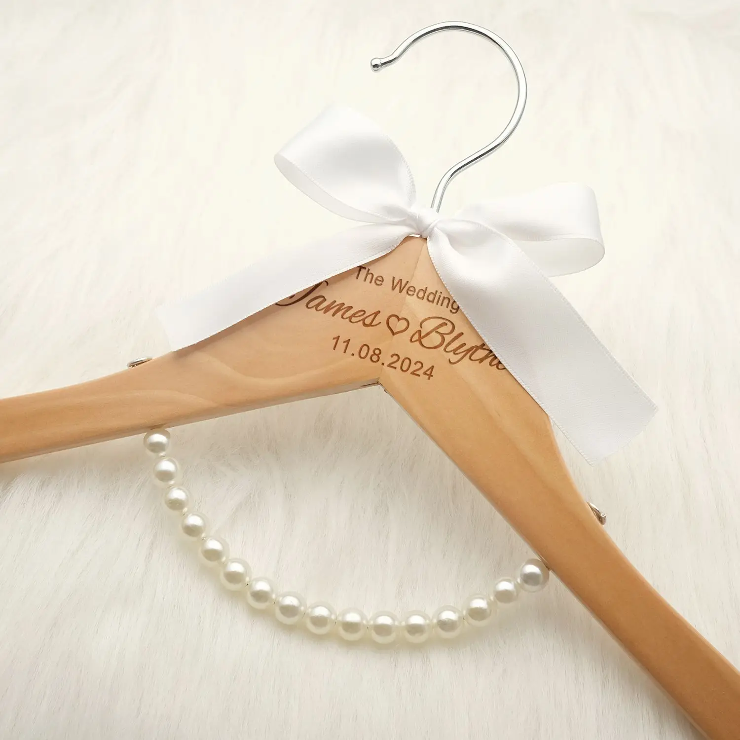 Wedding Hanger Personalized Engraved Names and Date Bridal Shower Gift