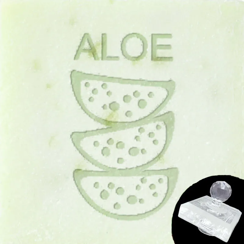Handmade Soap Stamp with Aloe Letter Pattern, Plant Series, DIY Soap Making, Transparent Acrylic Chapter, Custom, 40x40mm