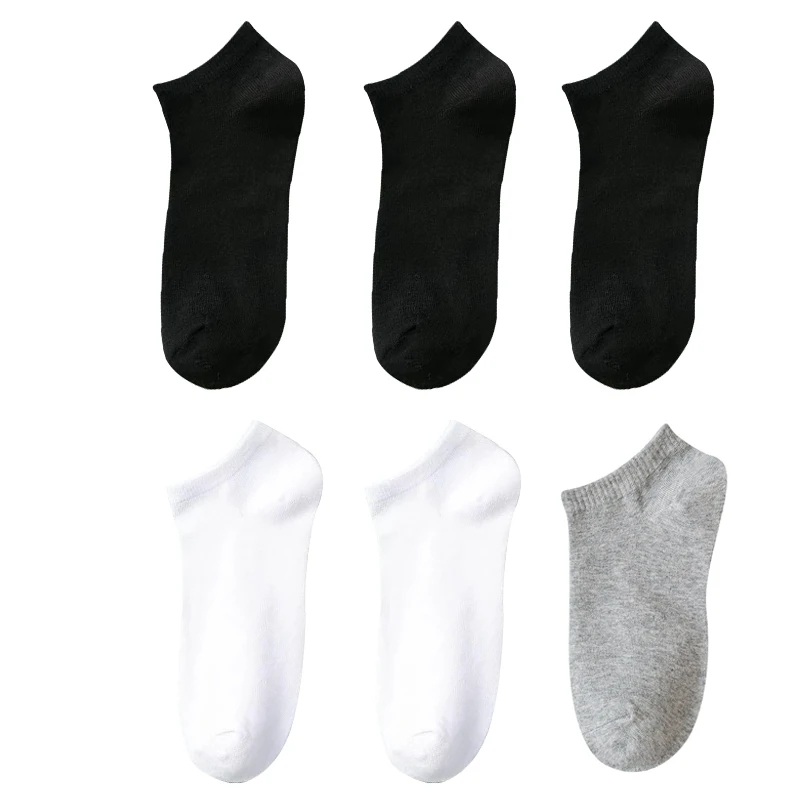 Calcetines tobilleros sólidos para mujer y hombre, conjunto de calcetines de tubo bajo, cómodos, transpirables, ropa informal, 6 pares por lote