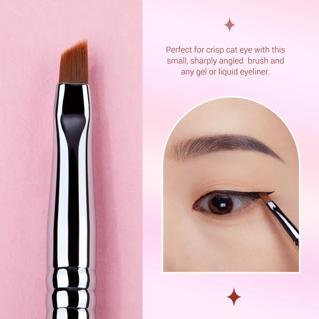 Fine Angled Eyeliner Brush, 6 Pcs Gel Eye Liner Makeup Brushes, Angeld Flat  Definer Ultra Thin Bent Pencil Point Eyeliner Brushes