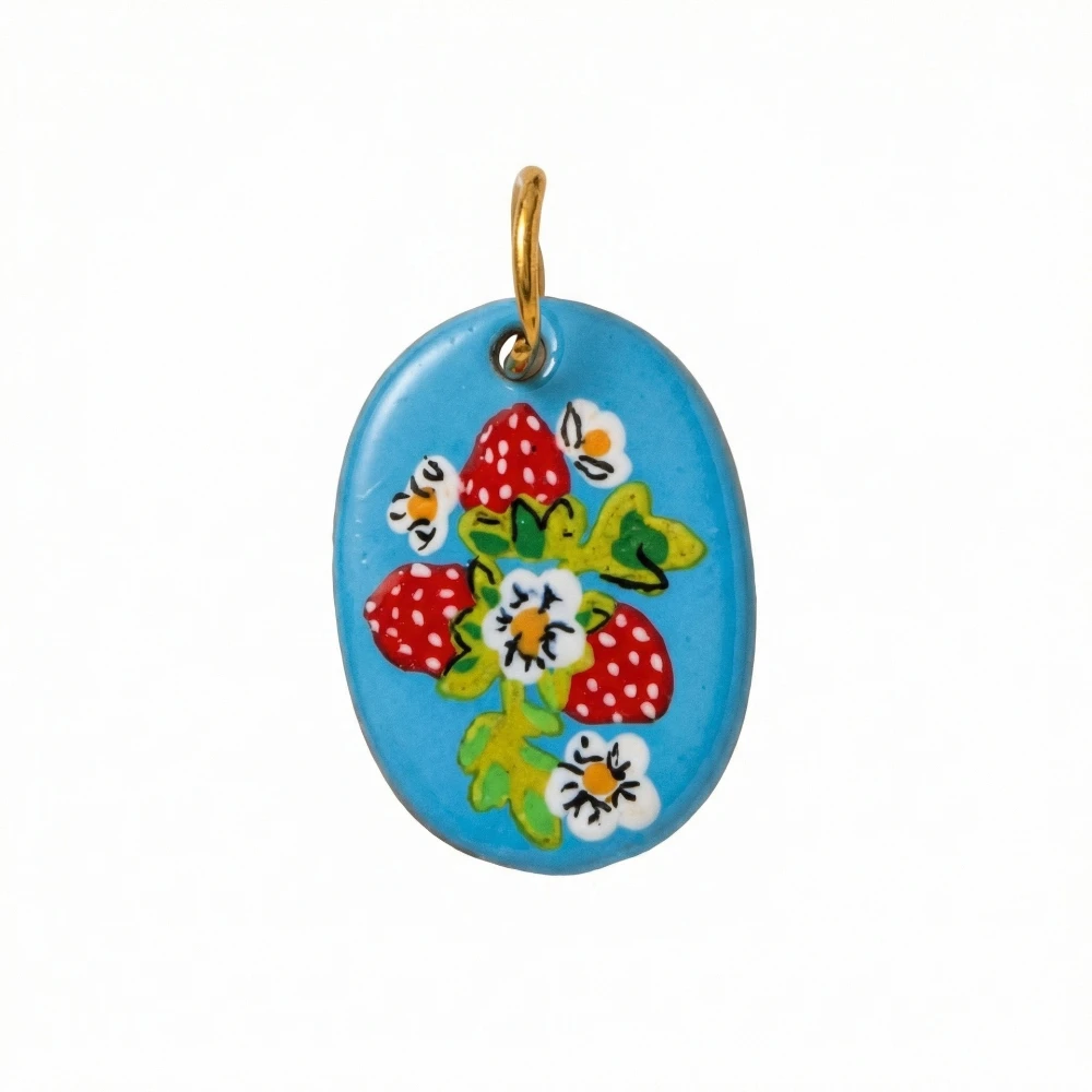 Modische und trendige neue bedruckte Blumen-, Erdbeer-, Orangen-, Zitronen-DIY-Anhänger-Charms für die Schmuckherstellung. – Detail 6