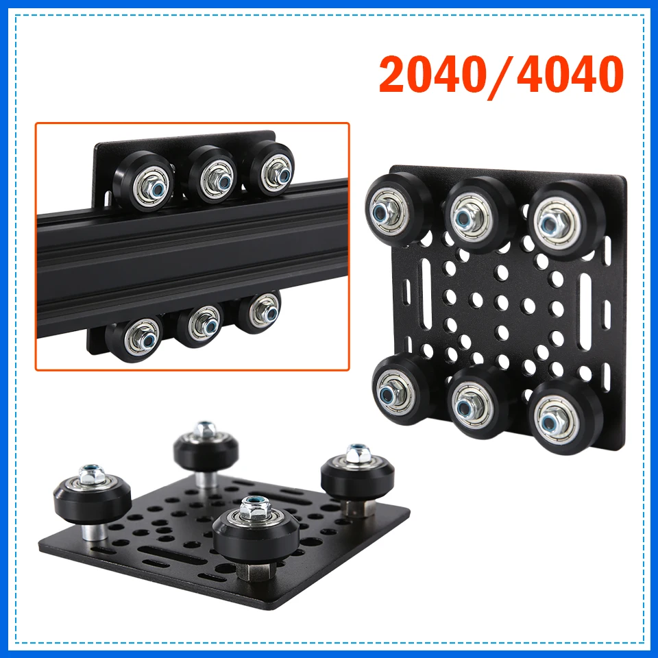 2040 V-Slot Gantry Set Aluminium 40-40mm Gantry Plate with VSlot Solid Wheel POM Kit for Profiles CNC Machine 3D Printer Part