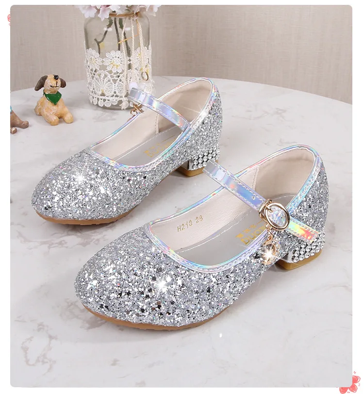 Description Picture 2 of itemChildren's High Heels Fashionable Piano Runway Performance Shoes Girls' Leather Shoes Princess Shoes Sequined Single Shoes
