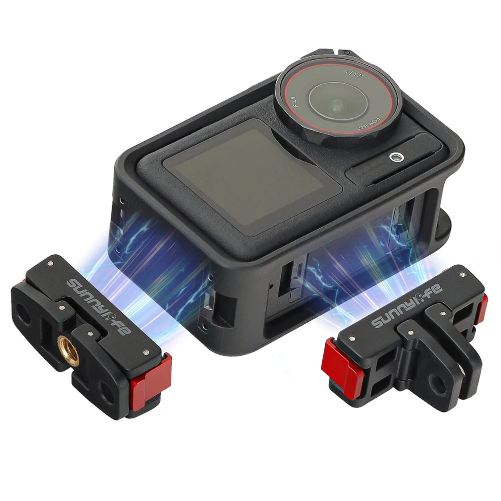 Magnetic Action Camera Bracket with 1/4Inch Screw Hole Quick Release Foldable Extension Mount for DJI Action 5 Pro/4/3/2 Camera