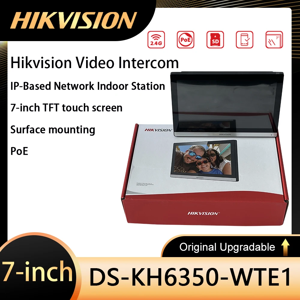 Hikvision interphone vidéo Station intérieure basée sur IP DS-KH6350-WTE1 écran tactile IPS 7 pouces moniteur sans fil WIFI POE Standard