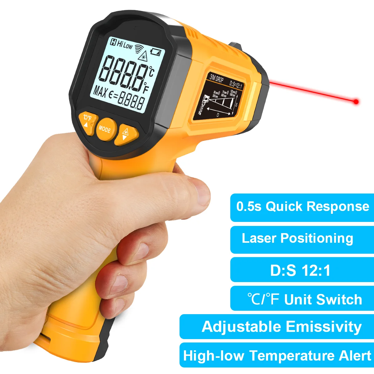 TS600 Infrared Thermometer Digital Temperature Gun Laser non-contact...