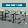 Nesting Coffee Table,Small Glass Coffee Table Set of 2, Modern Square Sofa Side Tea Table Black，Gold 2
