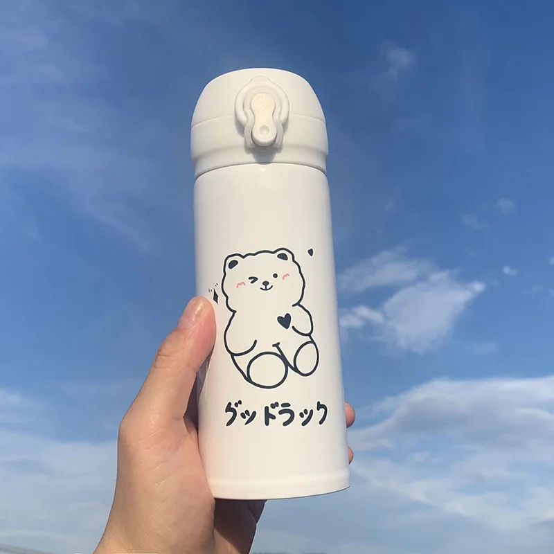 

Water Bottle Vacuum Flask Cartoons Stainless Steel Cute Coffee Tea Milk Travel Straw Cup Bear Water Bottle Insulated Thermos