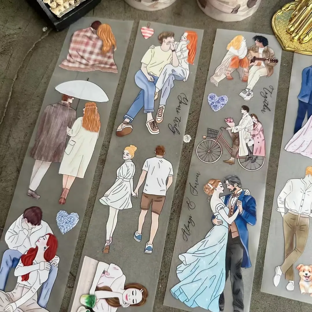 

1 Loop Piscoletters Vintage Yours Truly Valentine's Day Girl Washi PET Tape for Card Making DIY Scrapbooking Decorative Sticker