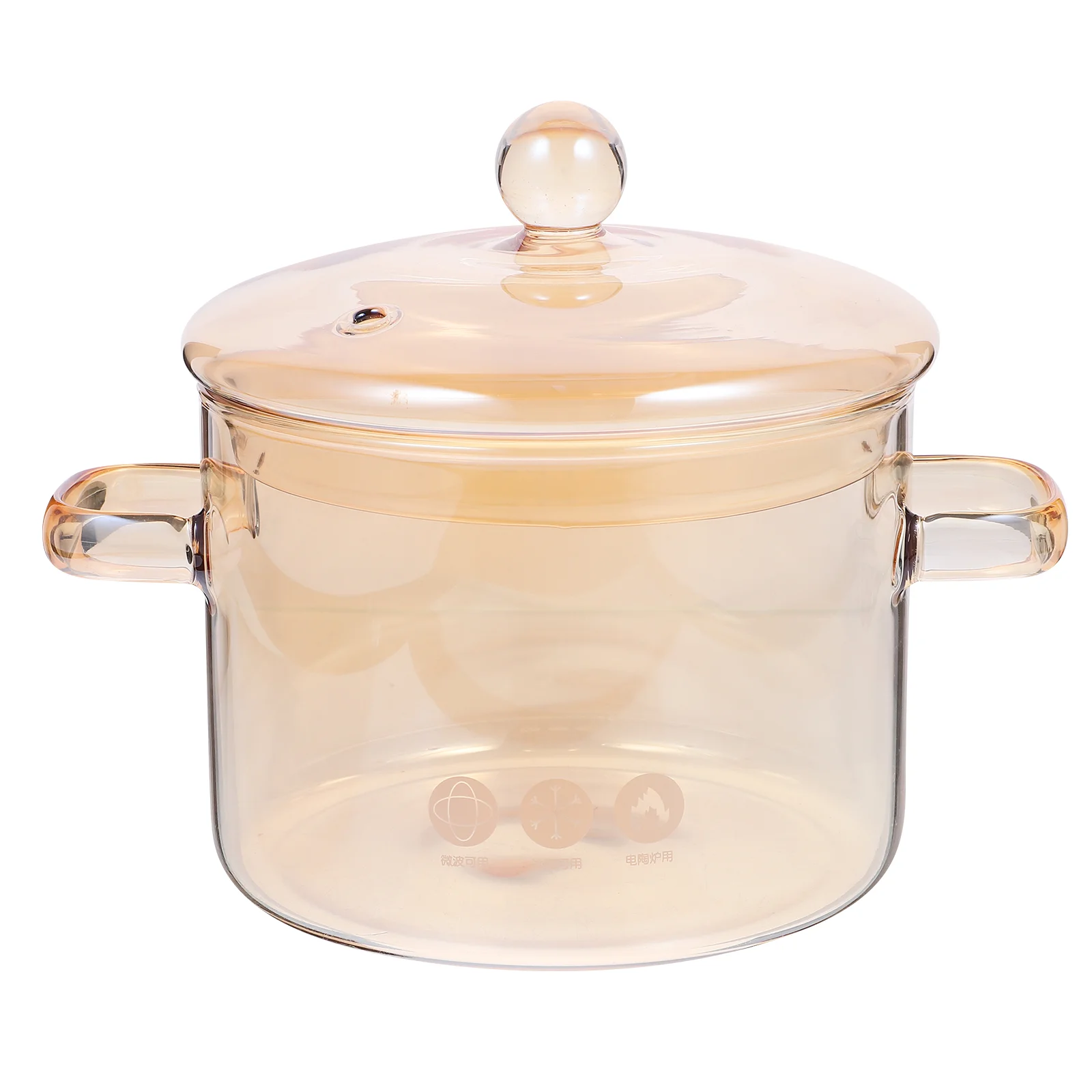 

Glass Instant Noodle Pot Cooking Pots with Lids Stew for Restaurants Home Clear Binaural Small