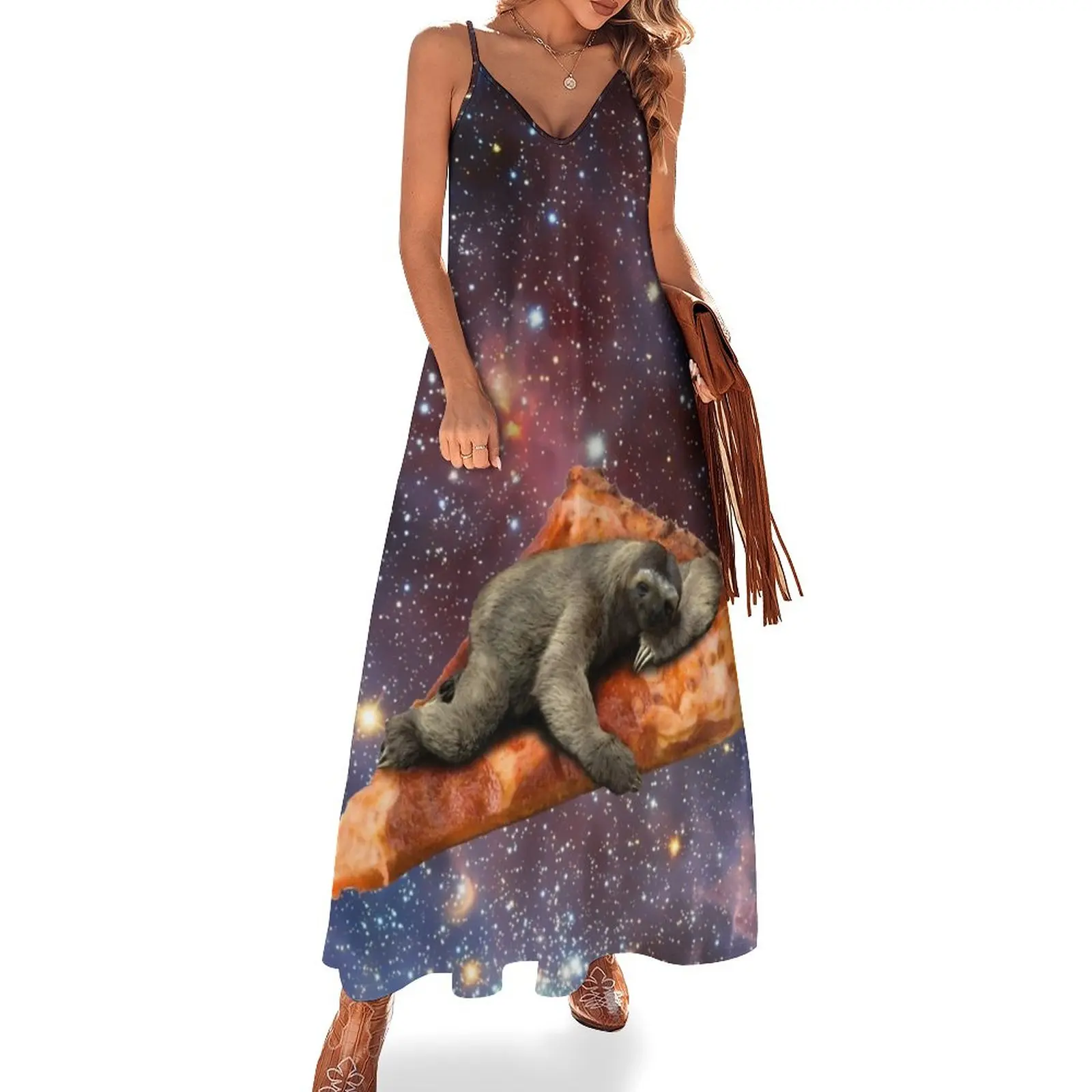 

Pizza Sloth In Space Sleeveless Dress Bride dresses dresses ladies 2024 summer