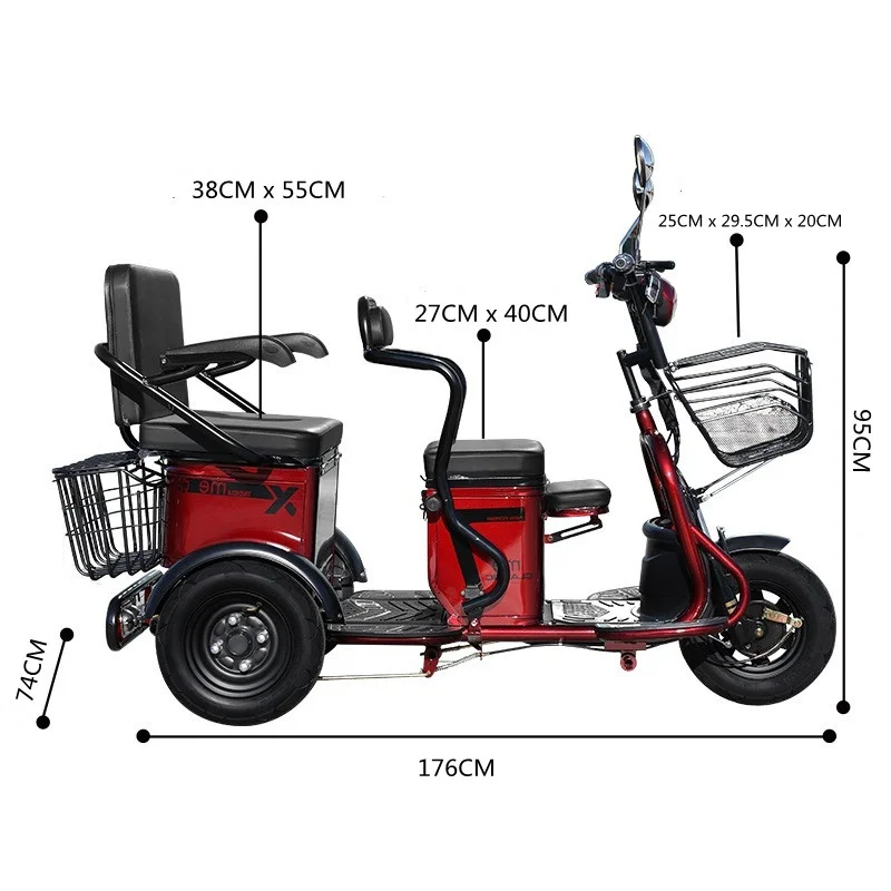 Motorcycle Electric Motorized Tricycle Hot Sell 3 Wheels 48V Electric