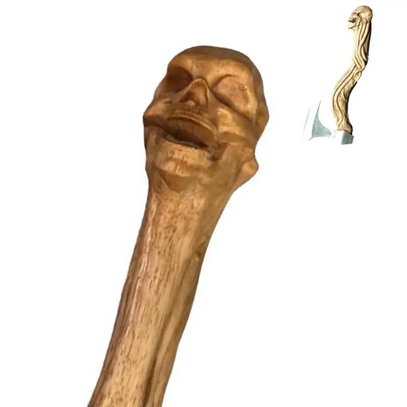 Axe Replacement Handle Carved Skull Axe Handles Replacement Ergonomic