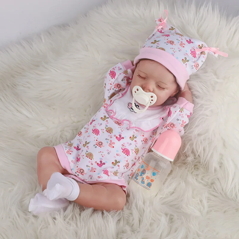 43cm Reborn Baby Doll Clothes Cloth Body Sleeping Baby Lifelike