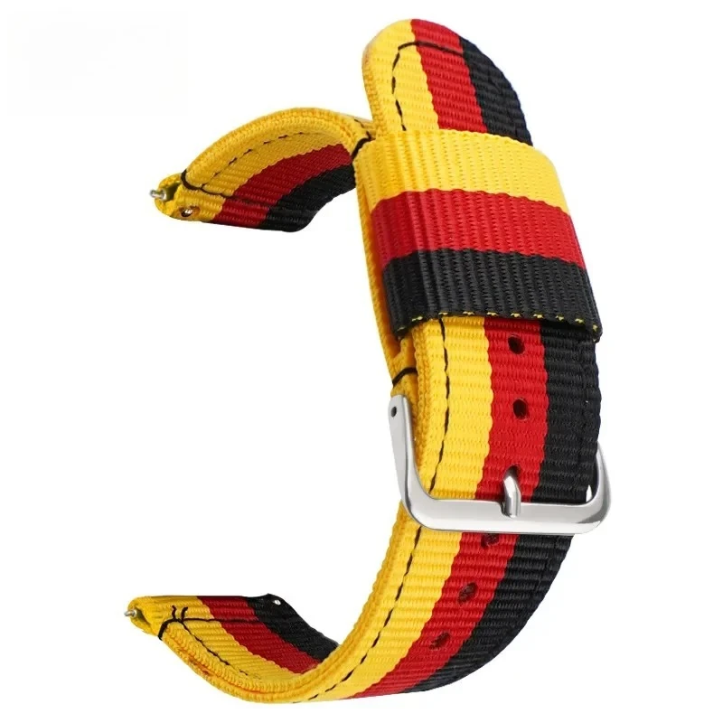 Universal Striped Nylon Canvas Watch Strap with Quick Release - Unisex, Multiple Sizes