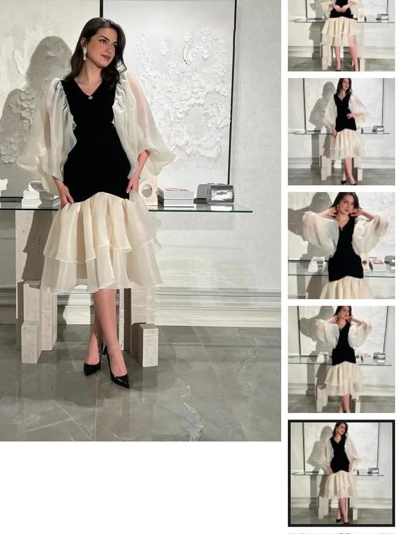 

Scoggins Dress Elegant Vintage Simple Mermaid Champagne V-Neck Ruffle Customize Formal Occasion Prom Dress Evening Party Gowns