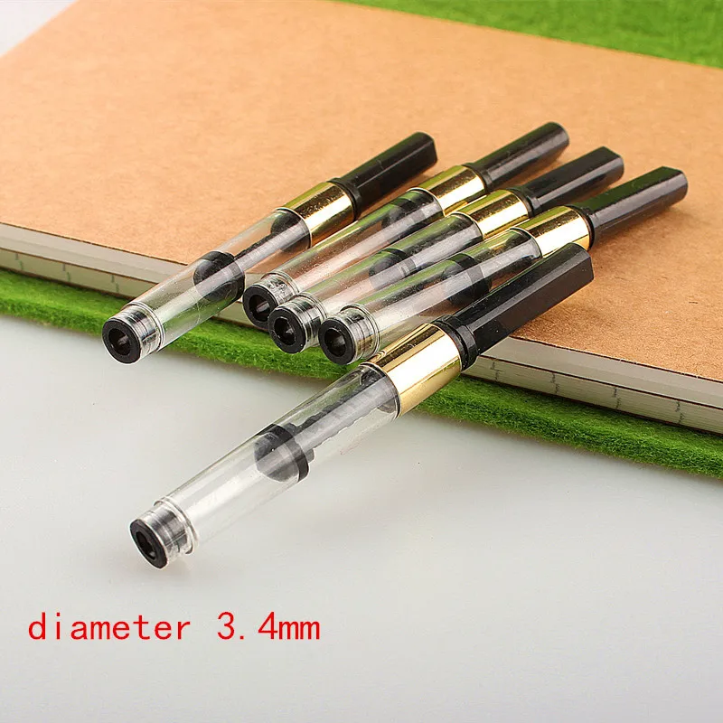 6pcs golden Fountain Pen Ink Converter Cartridges Hot Sale Pen Refill Stationery Office School Supplies caliber 3.4MM