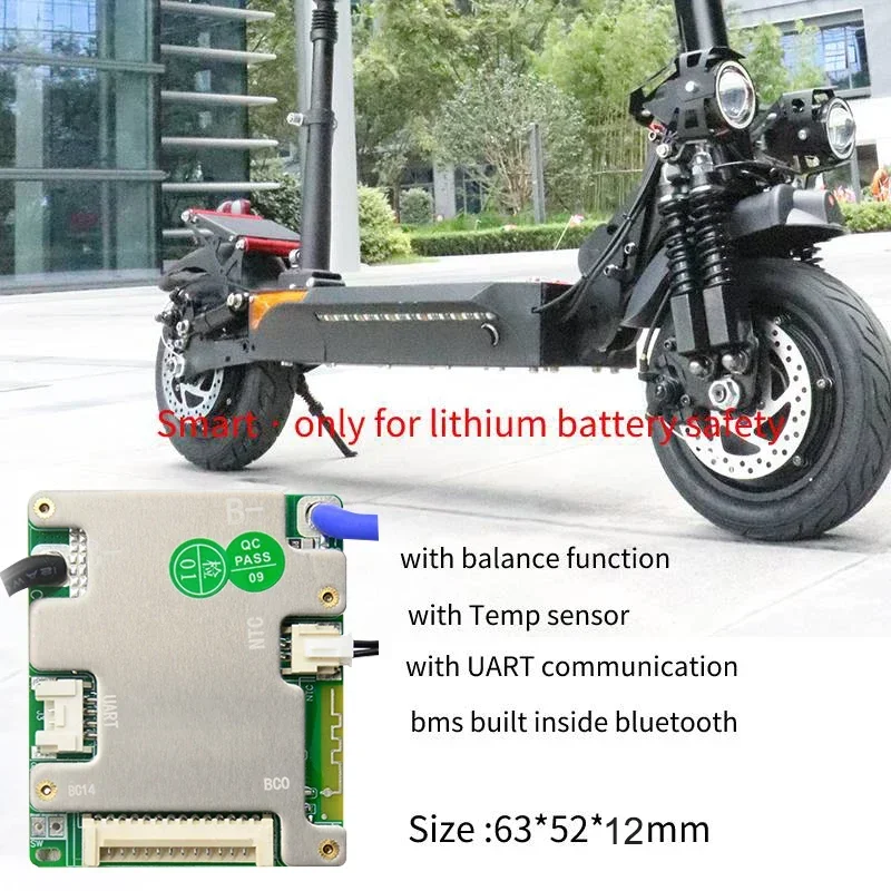 JBD 내장 BT 스마트 BMS 리튬 이온 LiFePo4 24V 36V 48V 7S 8S 9S 10S 11S 12S 13S 14S 40A 50A BMS UART 밸런스 기능 포함