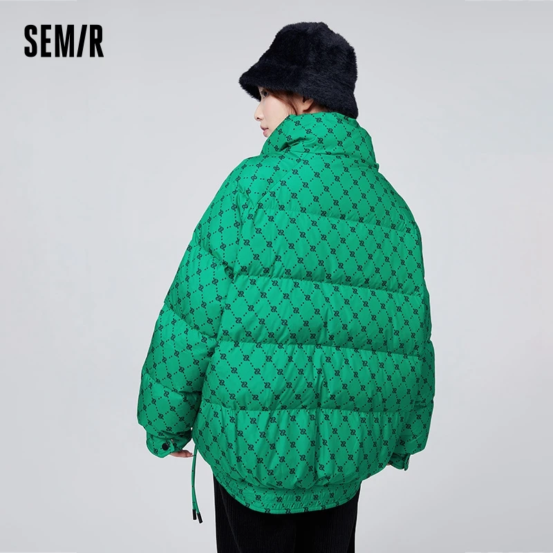 Semir Down Jacket Women with Presbyopia All Over Print Oversize Stand Collar Fashionable Winter Raglan Sleeves Warm Trendy Cool 3