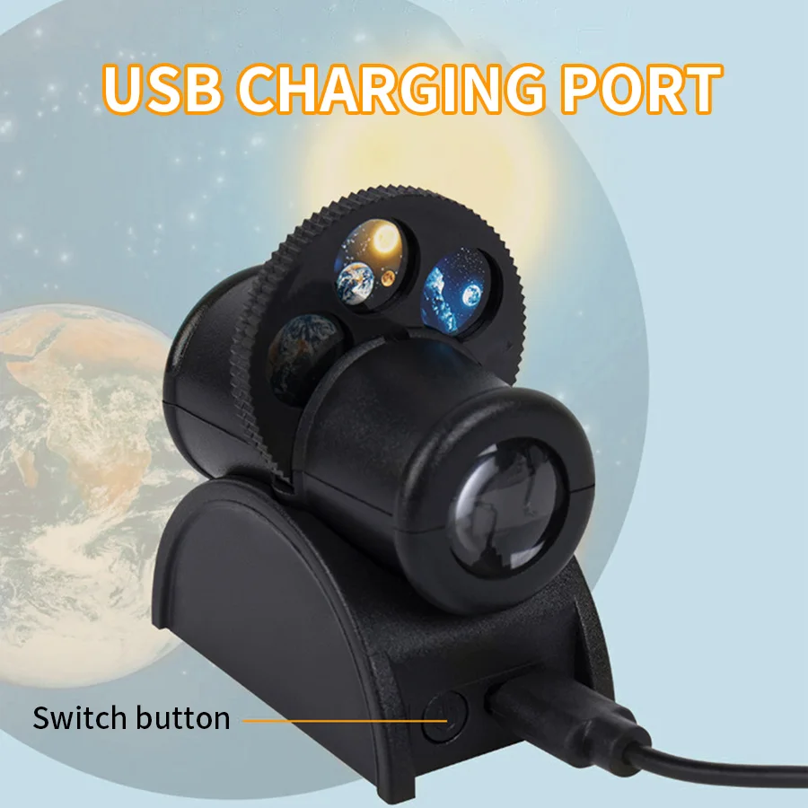 Moon Projection Lamp USB Planet Projector Replaceable LED Night Light Earth Moon Projection Wall Lamps Christmas Decoration