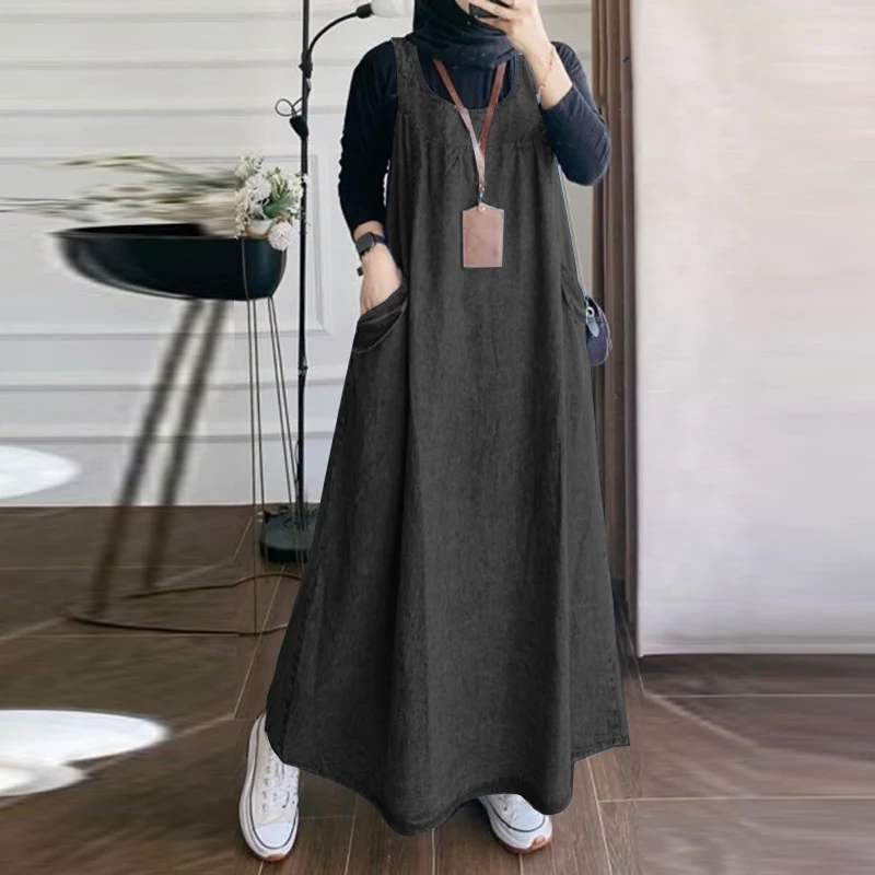 Casual Denim Viscose Summer Dress S11a9b411d3f24d49827b36ef7a1e9cb3b