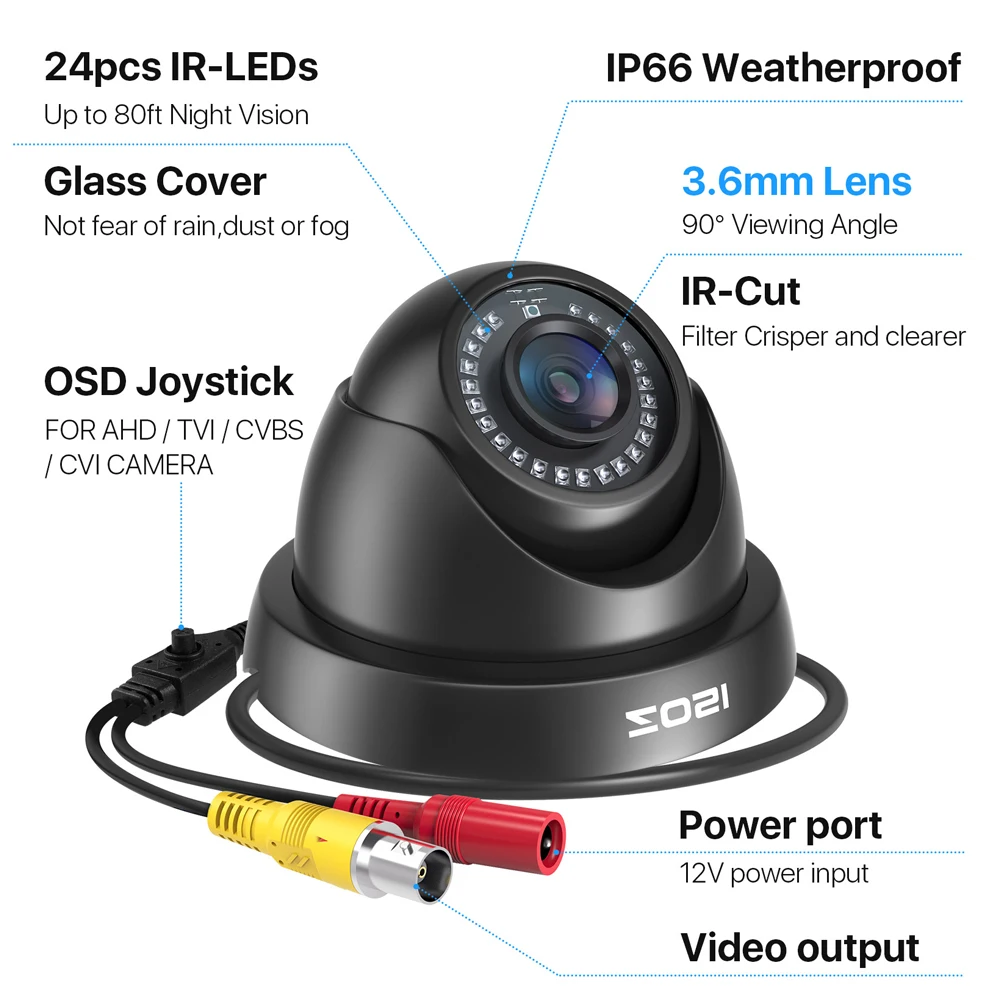 ZOSI 1080p Security Camera 80ft Night Vision AHD / TVI / CVI/CVBS Waterproof for Outdoor Video Surveillance Camera images - 6