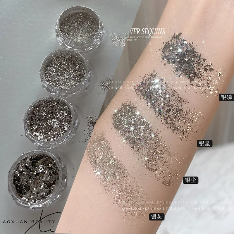 

1Box Holographic Silver Nail Powder Shining Fine Nail Glitter Dust Powder For Nail Polish Laser Dazzling Dust Nail Art Decoratio