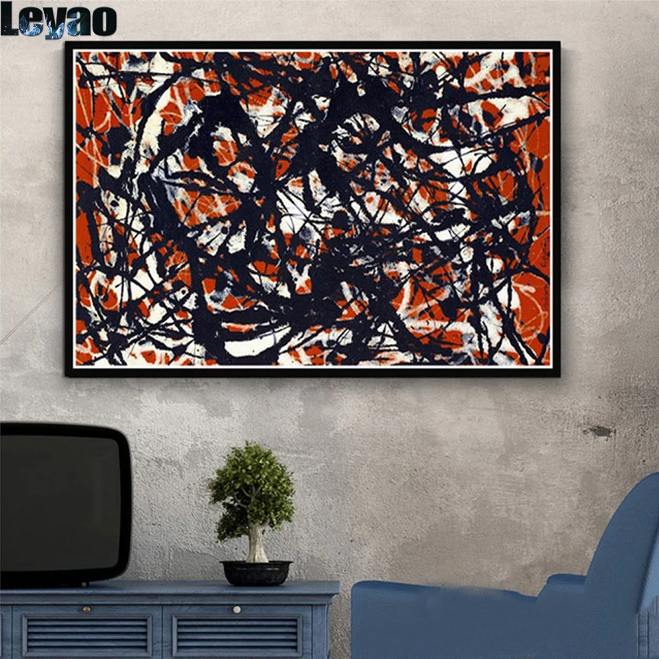Ricamo Diamante Fai Da Te Famoso Jackson Pollock Opera D'Arte Astratta Display Completo 5D Ricamo Mosaico Punto Croce Arredamento Moderno Per La Casa