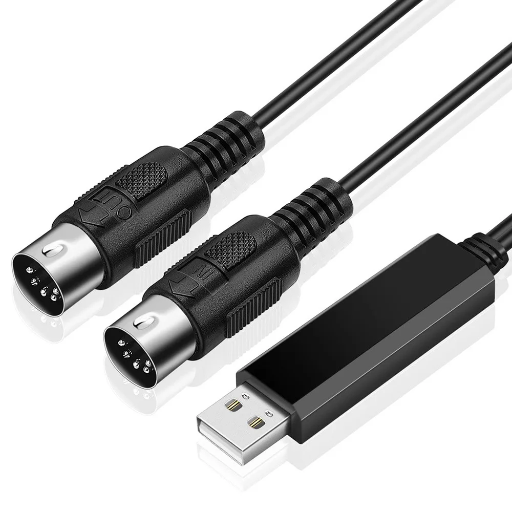 USB MIDI Cable Converter USB Interface to In-Out MIDI Cord Works for PC Laptop to Piano Keyboard in Music Studio 6.5Ft